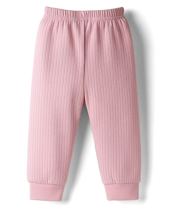 Babyhug Knit Full Length Solid Thermal Pants Pack of 2 - Pink & Light Blue
