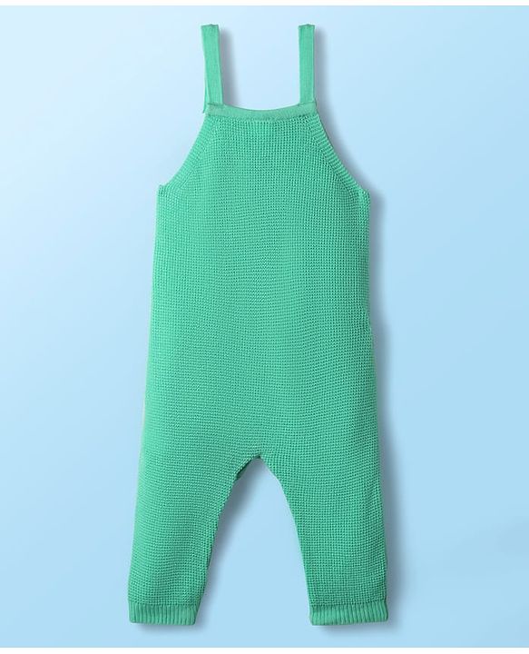 Babyhug Knit Winter Wear Romper & Full Sleeves Inner Tee With Teddy Bear Embroidery - Aqua Blue & White