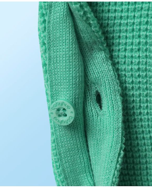 Babyhug Knit Winter Wear Romper & Full Sleeves Inner Tee With Teddy Bear Embroidery - Aqua Blue & White