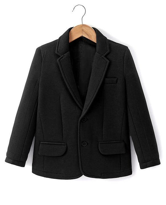 Pine Kids Knit Full Sleeves Solid Blazer - Black
