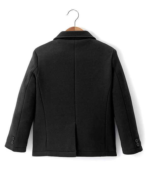 Pine Kids Knit Full Sleeves Solid Blazer - Black