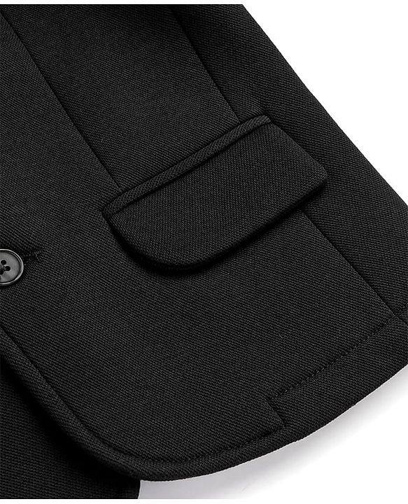 Pine Kids Knit Full Sleeves Solid Blazer - Black