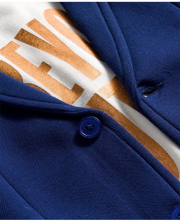 Pine Kids Knit Full Sleeves Solid Blazer with Printed Inner Tee - Blue