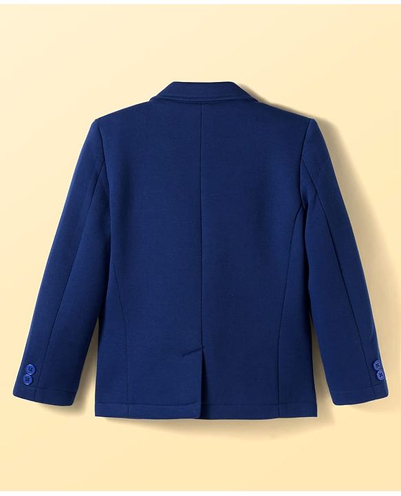 Pine Kids Knit Full Sleeves Solid Blazer with Printed Inner Tee - Blue