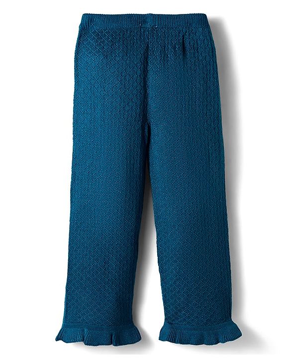 Babyhug Sweater Knit Full Length Solid Woollen Pant - Red