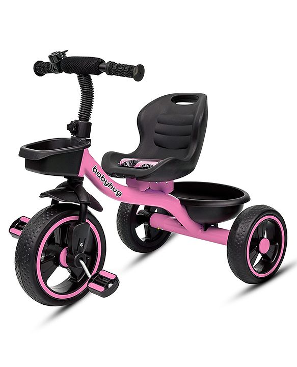 Babyhug Tricycle with Comfortable Seat & High Backrest|Storage Baskets| Anti-Slip Pedals| Puncture Proof Wheels| Easy to Assemble| Cushion Seat - Sea Green