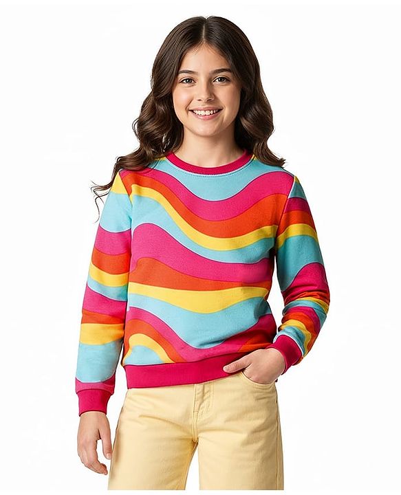 Pine Kids Cotton Knit Full Sleeves Printed Sweatshirt - Multicolor