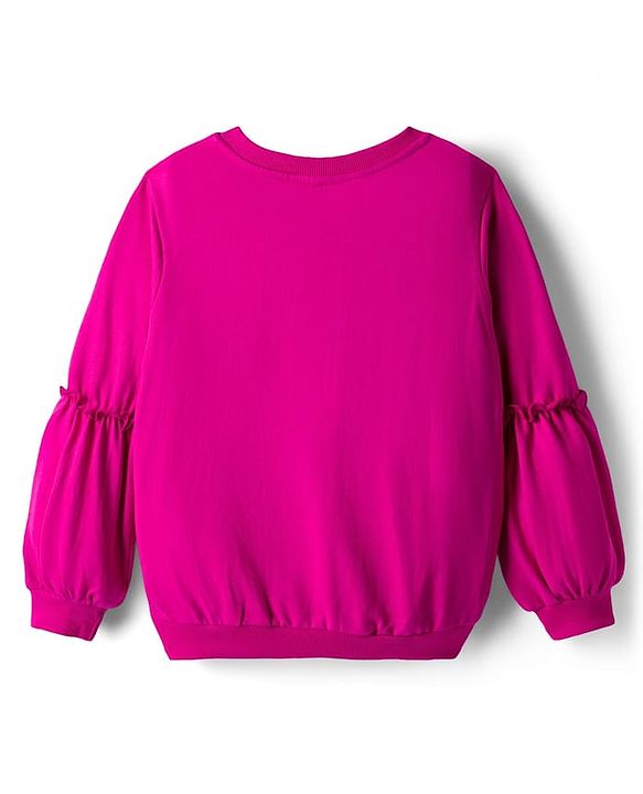 Pine Kids Cotton Knit Full Sleeves Sweatshirt With Unicorn Print - Fuchsia