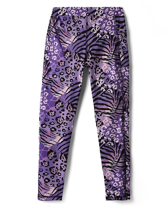Pine Active Knit Full Length Super Stretch Printed Leggings - Violet