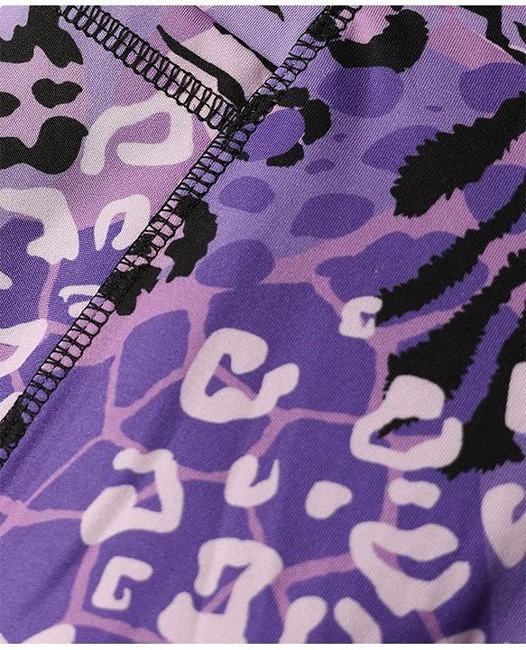 Pine Active Knit Full Length Super Stretch Printed Leggings - Violet