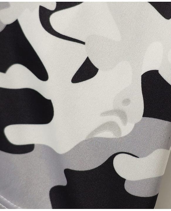 Pine Active Knit Half Sleeves T-Shirt with Camouflage Print - Grey & Black