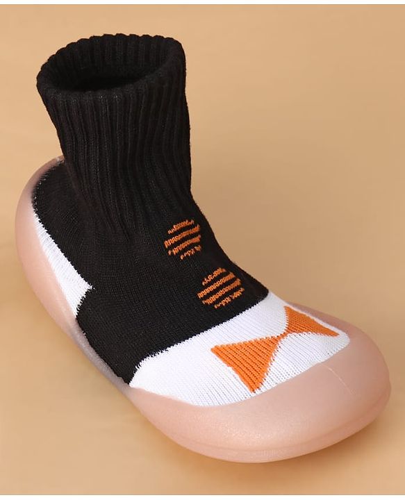 Cute Walk by Babyhug Slip on Sock Shoes with Bow Embroidery - Blue