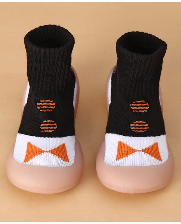 Cute Walk by Babyhug Slip on Sock Shoes with Bow Embroidery - Blue