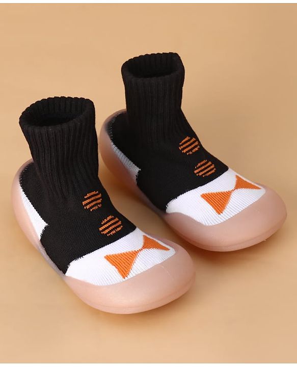 Cute Walk by Babyhug Slip on Sock Shoes with Bow Embroidery - Blue