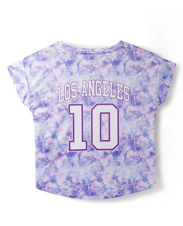 Pine Active Knit Half Sleeves T-Shirt with Text Print - Lavender