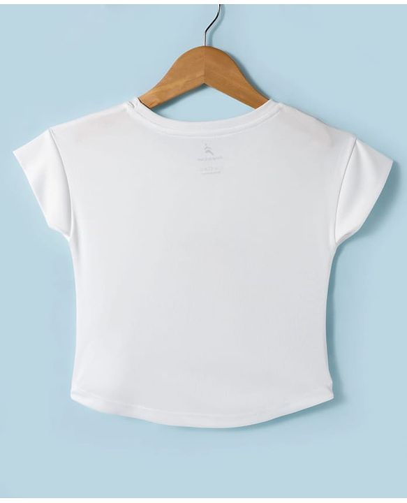 Pine Active Knit Half Sleeves T-Shirt with Butterfly Print - White