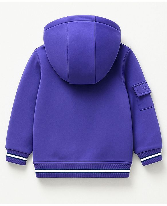 Babyhug Fleece Knit Full Sleeves Hooded Sweashirt With Text Print - Purple
