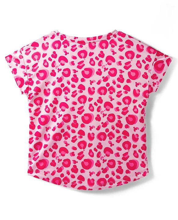 Pine Active knit Half Sleeves Top with Text Print - Pink
