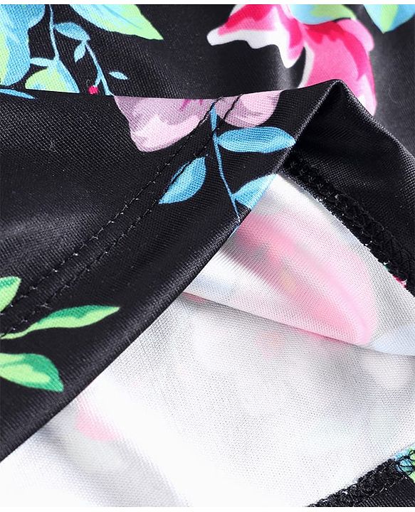 Pine Active Knit Sleeveless Floral Printed T-Shirt - Black