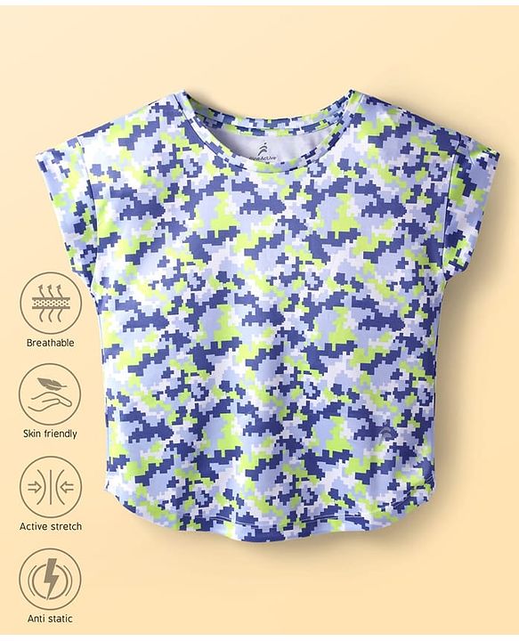 Pine Active Knit Half Sleeves Printed T-Shirt - Multicolor