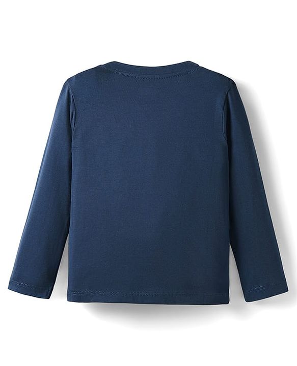 Babyhug Cotton Knit Full Sleeves Night Suit with Teddy Print - Navy Blue