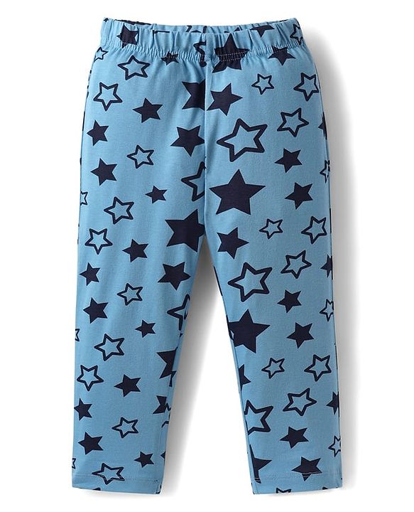 Babyhug Cotton Knit Full Sleeves Night Suit with Teddy Print - Navy Blue