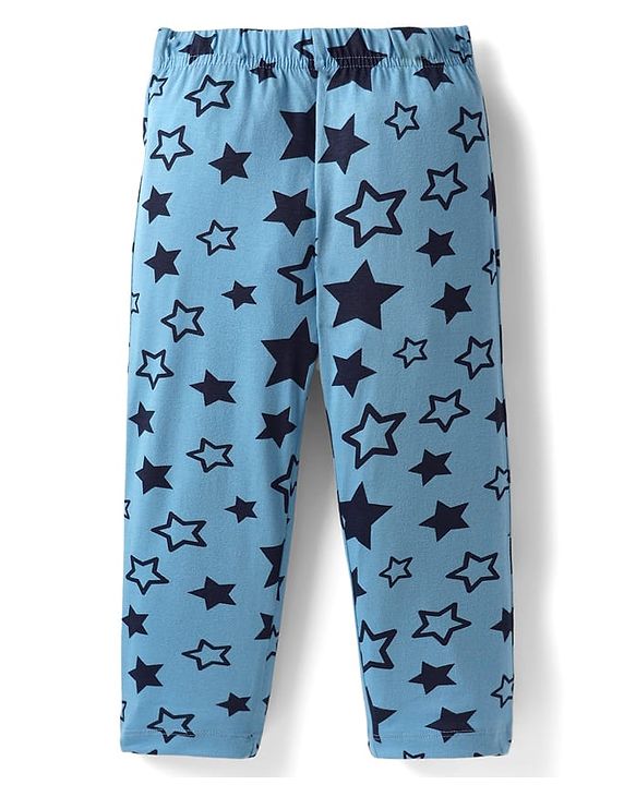 Babyhug Cotton Knit Full Sleeves Night Suit with Teddy Print - Navy Blue