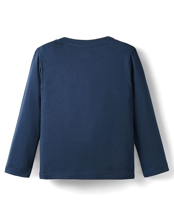 Babyhug Cotton Knit Full Sleeves Night Suit with Teddy Print - Navy Blue