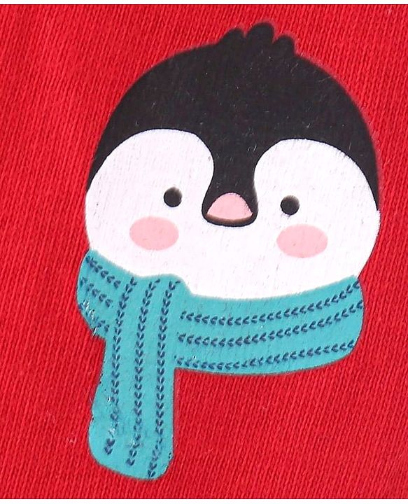 Babyhug Cotton Knit Full Length Lounge Pant with Owl Print Print - Red