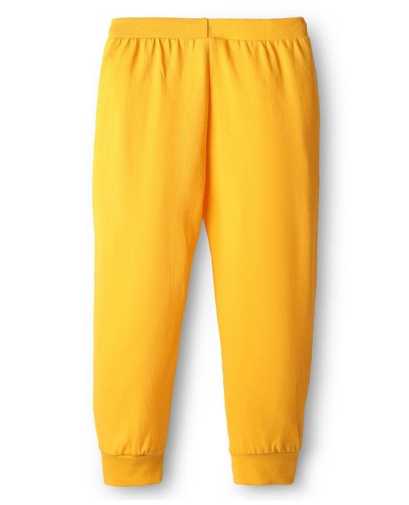 Babyhug Cotton Knit Full Length Panda Printed Lounge Pant - Yellow