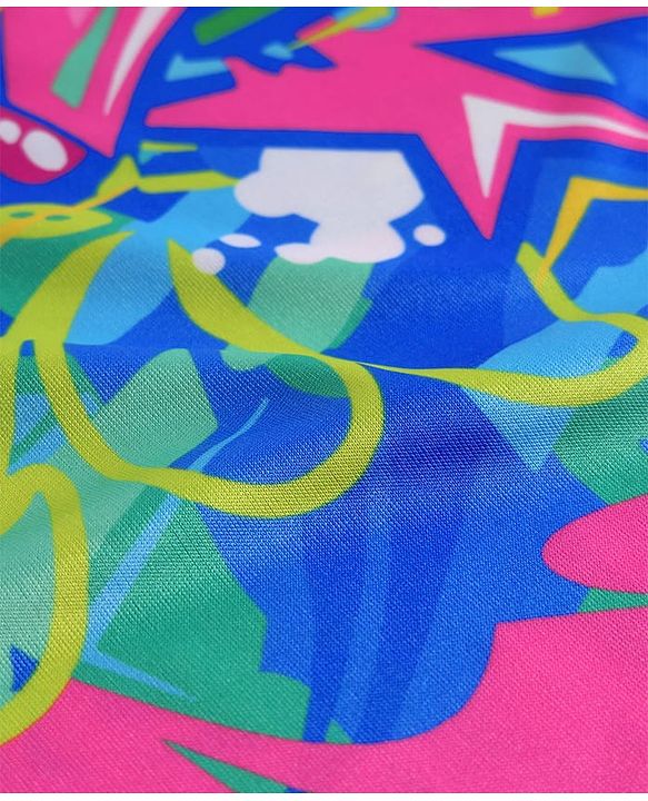 Pine Active Knit Half Sleeves T-Shirt with Abstract Print - Multicolor