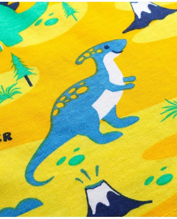 Babyhug Cotton Knit Full Sleeves Co-Ord Night Suit with  Dino Print - Yellow