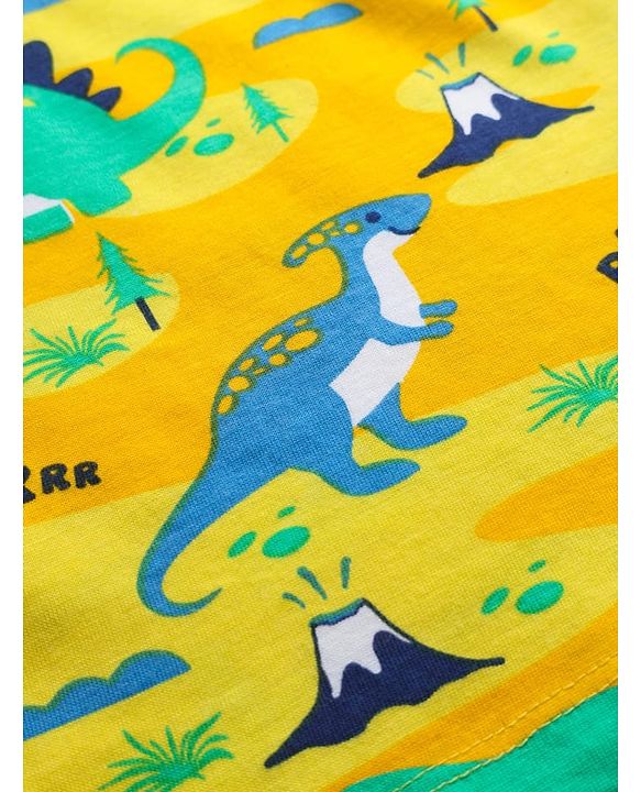 Babyhug Cotton Knit Full Sleeves Co-Ord Night Suit with  Dino Print - Yellow