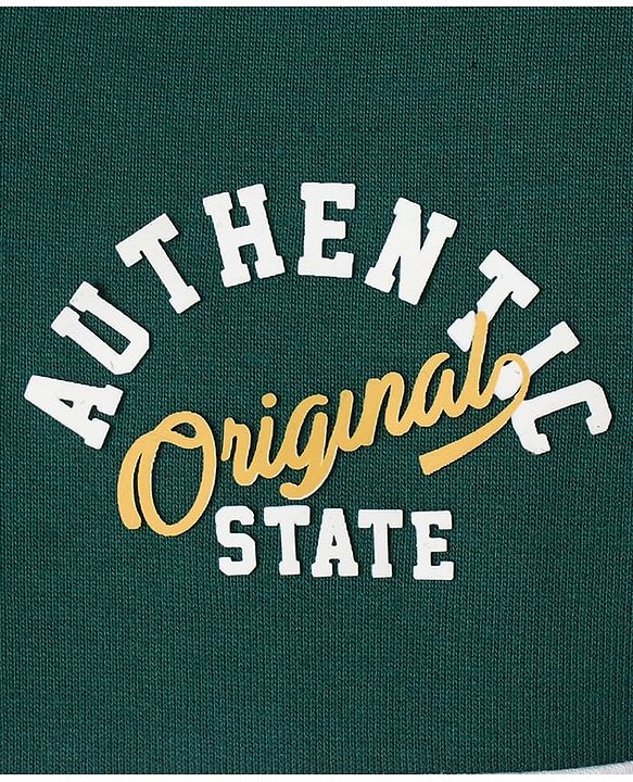 Babyhug Fleece Knit Full Sleeves Front Open Hooded Sweatshirt with Authentic Text Print & Kangaroo Pocket- Dark Green & Navy Blue