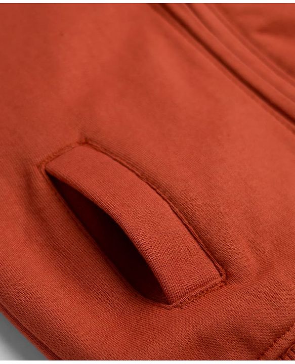 Babyhug Fleece Knit Full Sleeves Hooded Sweatjacket With Teddy Bear Embroidery - Rust Orange