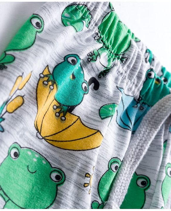 Babyhug Cotton Knit Full Length Lounge Pant with Animal Print - Green