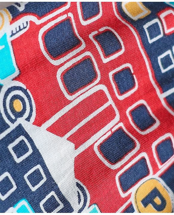 Babyhug Cotton Knit Full Length Lounge Pant with Traffic Print - Navy Blue