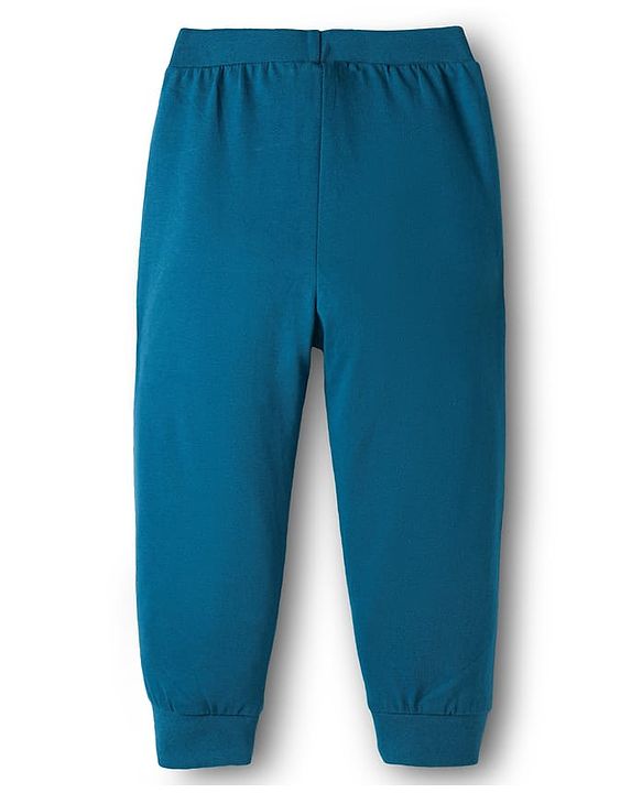 Babyhug Cotton Knit Full Length Dino & Text Printed Lounge Pants Pack Of 2  - Teal Blue & Lime Green