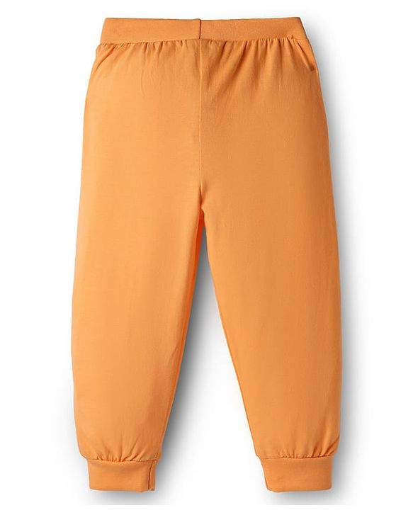 Babyhug Cotton Knit Full Length Animal Printed Lounge Pants Pack Of 2  - Teal Blue & Orange