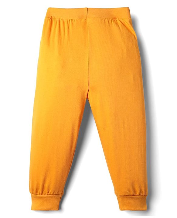 Babyhug Cotton Knit Full Length Lounge Pant with Text Print Pack of 3 - Blue Red & Yellow
