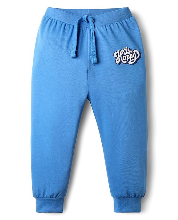 Babyhug Cotton Knit Full Length Lounge Pant with Text Print Pack of 3 - Blue Red & Yellow