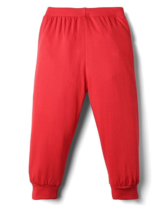 Babyhug Cotton Knit Full Length Lounge Pant with Text Print Pack of 3 - Blue Red & Yellow