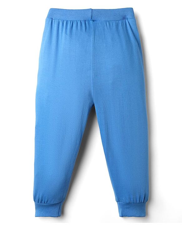 Babyhug Cotton Knit Full Length Lounge Pant with Text Print Pack of 3 - Blue Red & Yellow