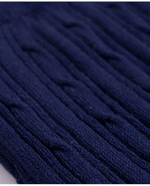 Babyhug Sweater Knit Full Length Solid Fleece Pant - Navy Blue