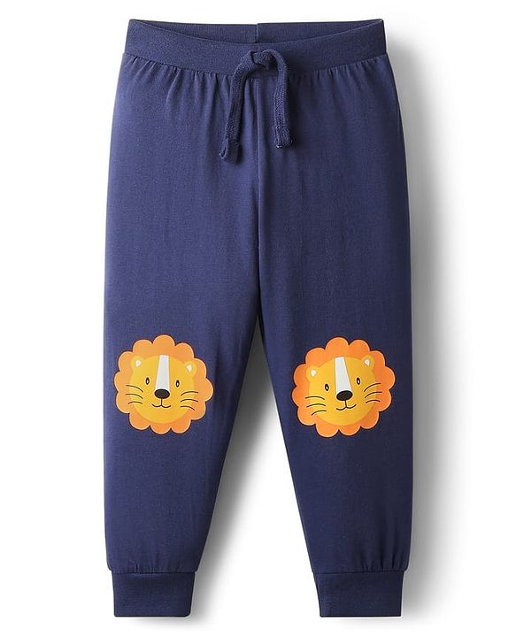 Babyhug Cotton Knit Full Length Lion Printed Lounge Pants Pack Of 3  - Multi Colour