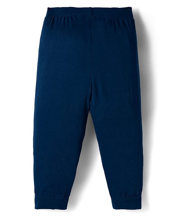 Babyhug Cotton Knit Full Length Lounge Pant With Animal Print Pack Of 3 - Navy Blue Red & Brown