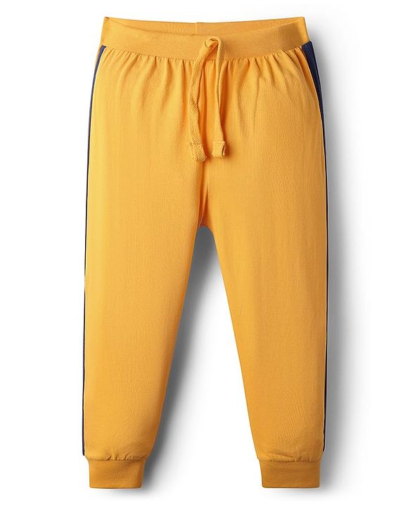 Babyhug Cotton Knit Full Length Lounge Pants With Sport Theme Text Print Pack of 3 - Red Blue & Yellow