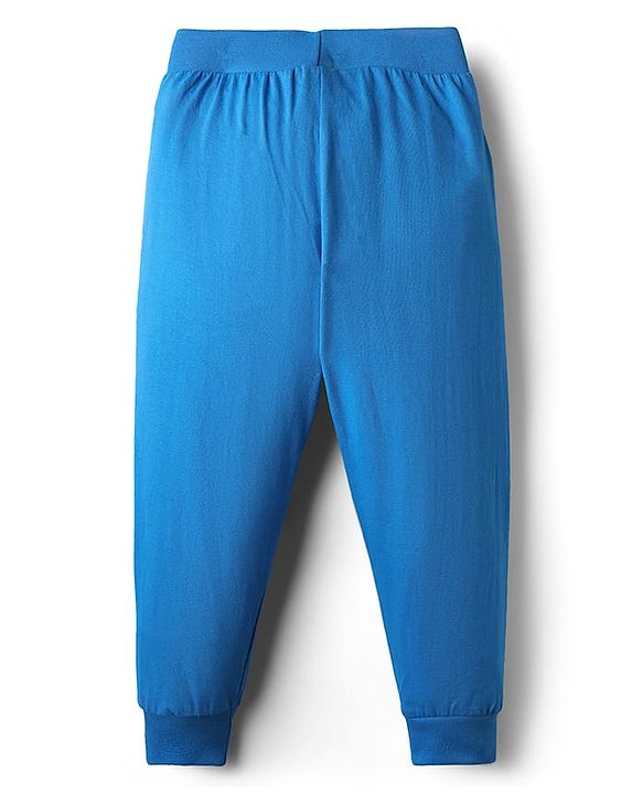 Babyhug Cotton Knit Full Length Lounge Pants With Sport Theme Text Print Pack of 3 - Red Blue & Yellow