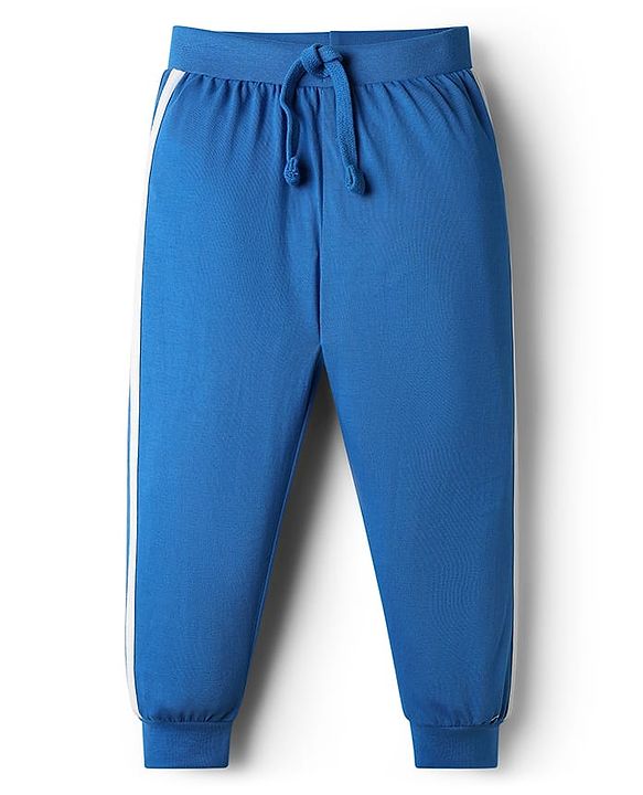 Babyhug Cotton Knit Full Length Lounge Pants With Sport Theme Text Print Pack of 3 - Red Blue & Navy Blue