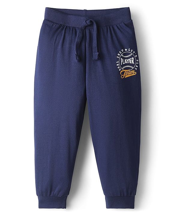 Babyhug Cotton Knit Full Length Football Printed Lounge Pants Pack of 3 - Navy Blue Yellow & Red